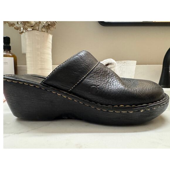 Born Black Leather Clogs Women’s Size 10 / EU 42 Slip-On Comfort Shoes - Picture 5 of 6